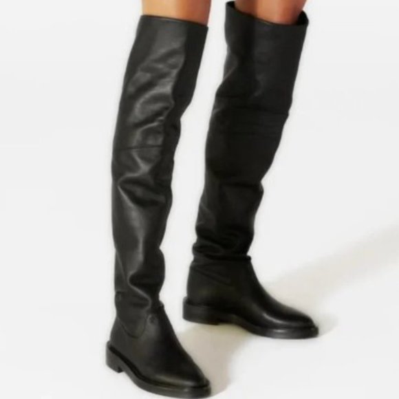 Tamara Mellon Shoes - Tamara Mellon Tempest Black Leather Over-the-Knee Classic Designer Boots 36.5